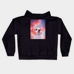 a corgi dog in the sky painting Kids Hoodie